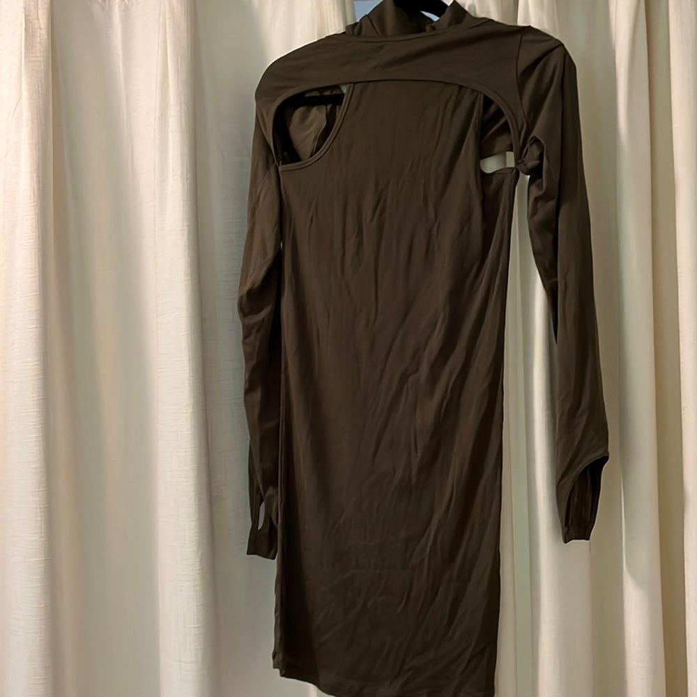 Helmut Lang seaweed rib cutout dress